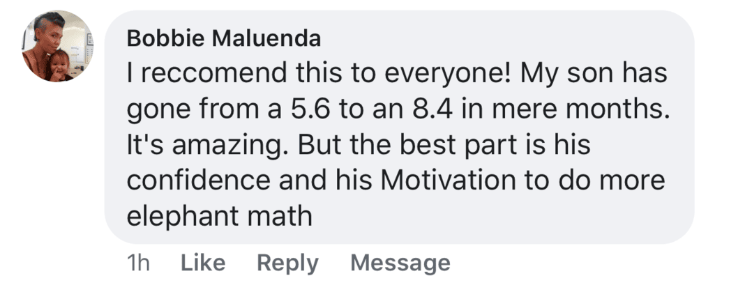 Screenshot of testimonial from Bobbie on Facebook