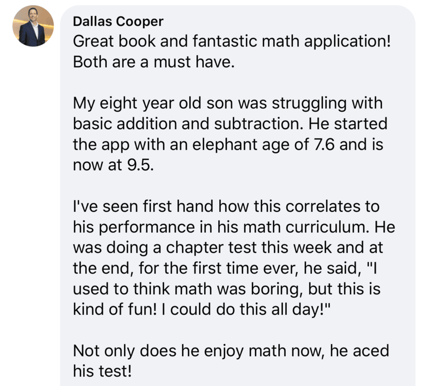 Screenshot of testimonial from Dallas on Facebook