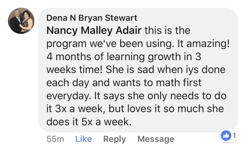 Screenshot of testimonial from Dena on Facebook