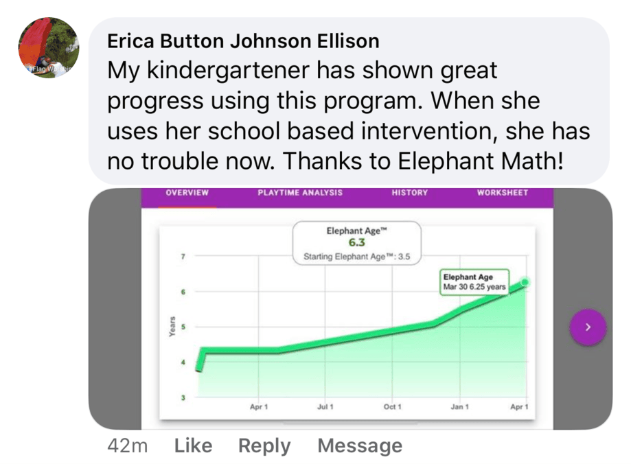 Screenshot of testimonial from Erica on Facebook