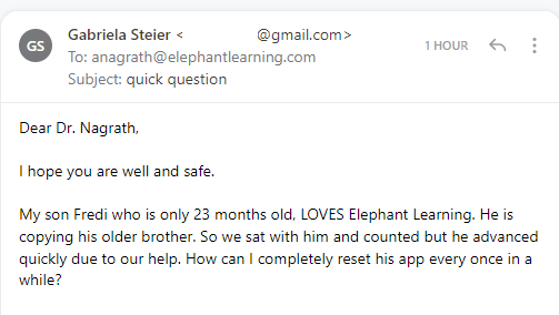 Screenshot of testimonial from Gabriela via Email