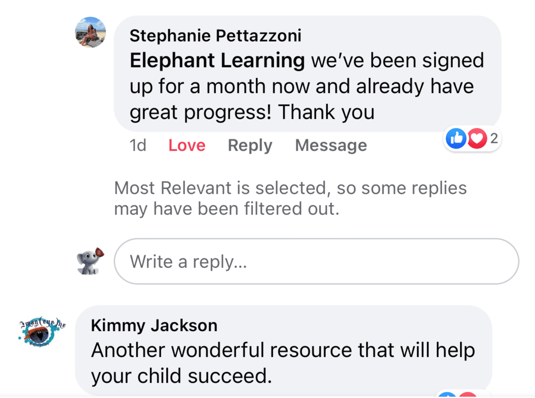 Screenshot of testimonial from Stephanie and Kimmy on Facebook