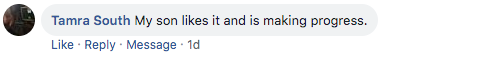 Screenshot of testimonial from Tamra on Facebook