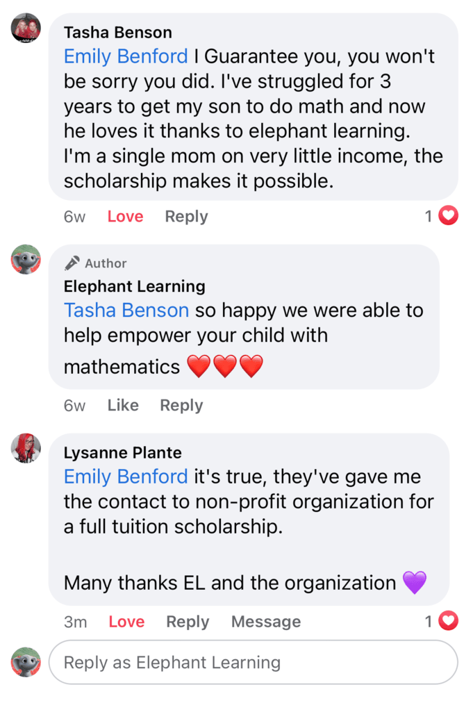 Screenshot of testimonial from Tasha and Lysanne on Facebook