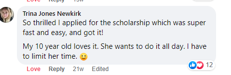Screenshot of testimonial from Trina from Facebook